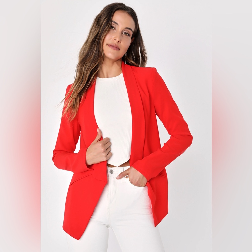 Lulu’s Miss Punctuality Red Lightweight Blazer